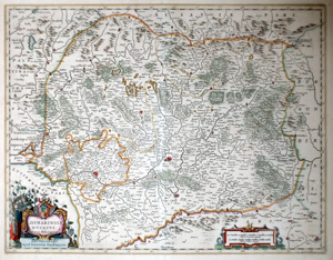 Alte Landkarte Saarburg, Merzig, Saarlouis, Thionville Lotharingia Ducatus, Herzogtum Lothringen,  1645